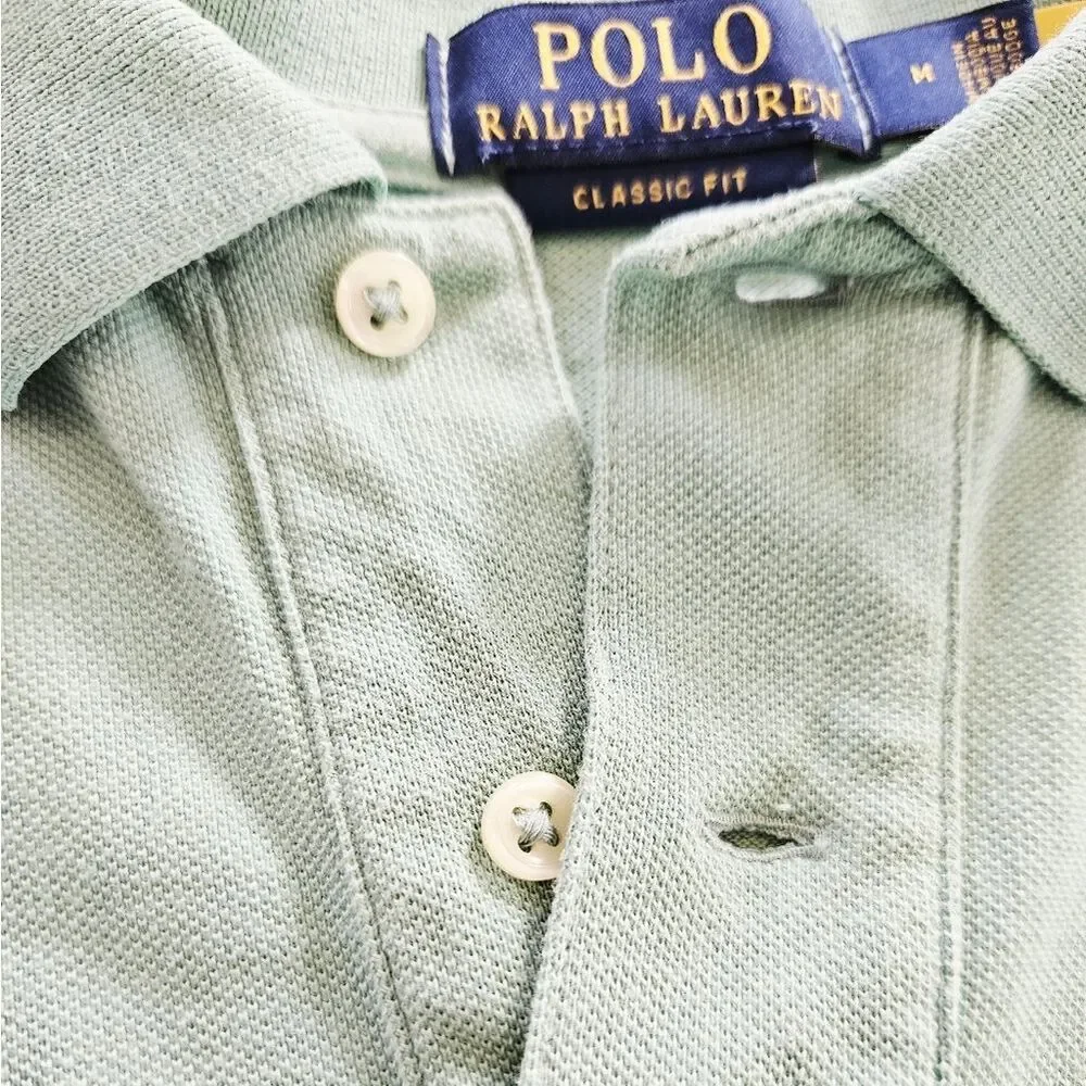 Polo Ralph Lauren Iconic Classic Fit Mint Green Logo Cotton Pique Polo Shirt M